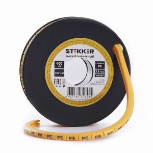 Кабель-маркер 'PE' для провода сеч.6мм2 STEKKER CBMR60-PE , желтый, упаковка 190 шт 39135