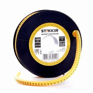 Кабель-маркер '7' для провода сеч.6мм2 STEKKER CBMR60-7 , желтый, упаковка 350 шт 39130