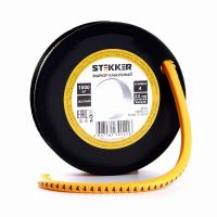 Кабель-маркер '4' для провода сеч.4мм2 STEKKER CBMR40-4 , желтый, упаковка 500 шт