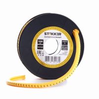 Кабель-маркер '1' для провода сеч.4мм2 STEKKER CBMR40-1 , желтый, упаковка 500 шт