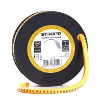 Кабель-маркер '6' для провода сеч.4мм2 STEKKER CBMR40-6 , желтый, упаковка 500 шт
