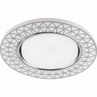 Светильник встраиваемый с белой LED подсветкой Feron CD9914 потолочный GX53 без лампы, матовый белый, хром
