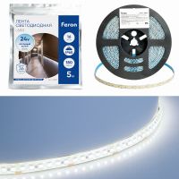 Светодиодная LED лента Feron LS512 180SMD(2835)/м 16Вт/м 24В 5000*10*2.3мм 6000К IP65 51827