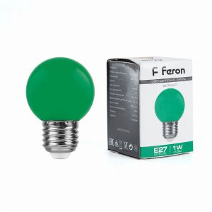Лампа светодиодная led Feron LB-37 Шарик E27 1Вт Зеленый 25117