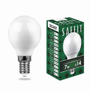 Лампа светодиодная led SAFFIT SBG4507 Шарик E14 7Вт 2700K 55034