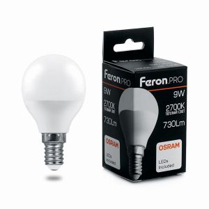 Лампа светодиодная led Feron.PRO LB-1409 Шарик E14 9Вт 2700K 38077