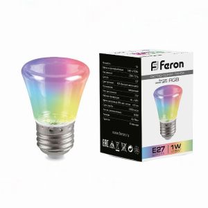 Лампа светодиодная led Feron LB-372 Колокольчик прозрачный E27 1Вт RGB быстрая смена цвета 38131