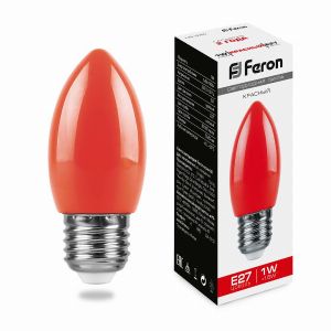 Лампа светодиодная led Feron LB-376 свеча E27 1Вт красный 25928