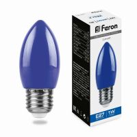 Лампа светодиодная led Feron LB-376 свеча E27 1Вт синий
