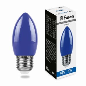Лампа светодиодная led Feron LB-376 свеча E27 1Вт синий 25925