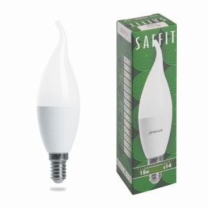 Лампа светодиодная led SAFFIT SBC3715 Свеча на ветру E14 15Вт 6400K 55208
