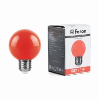 Лампа светодиодная led Feron LB-37 Шарик E27 1Вт Красный