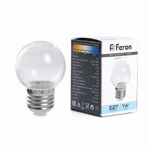 Лампа светодиодная led Feron LB-371 Шар E27 3Вт 2700K прозрачный 38121