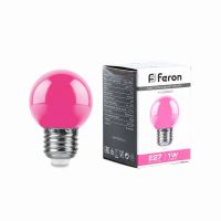 Лампа светодиодная led Feron LB-37 Шарик E27 1Вт розовый