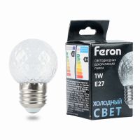 Лампа светодиодная led Feron LB-385 Шарик 6400K прозрачный E27 1Вт 230В 52176