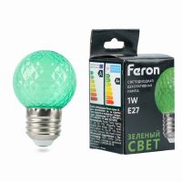 Лампа светодиодная led Feron LB-385 Шарик зеленый прозрачный E27 1Вт 230В 52163