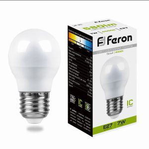 Лампа светодиодная led Feron LB-95 Шарик E27 7Вт 4000K 25482
