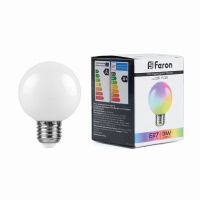 Лампа светодиодная led Feron LB-371 Шар матовый E27 3Вт RGB плавная сменая цвета