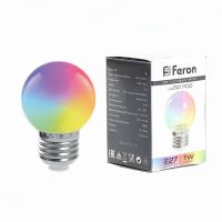 Лампа светодиодная led Feron LB-37 Шарик матовый E27 1Вт RGB быстрая смена цвета