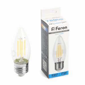 Лампа светодиодная led Feron LB-66 Свеча E27 7Вт 6400K 38272