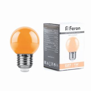Лампа светодиодная led Feron LB-37 Шарик E27 1Вт оранжевый 38124