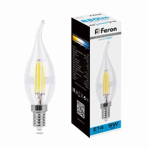 Лампа светодиодная led Feron LB-74 Свеча на ветру E14 9Вт 6400K 38235