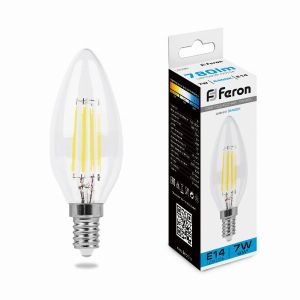 Лампа светодиодная led Feron LB-66 Свеча E14 7Вт 6400K 38227