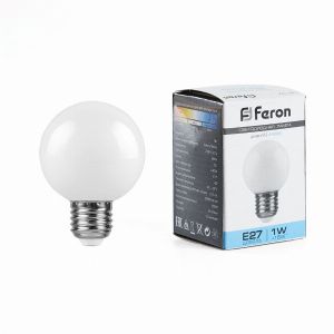 Лампа светодиодная led Feron LB-37 Шарик E27 1Вт 6400K матовый 25115