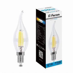 Лампа светодиодная led Feron LB-714 Свеча на ветру E14 11Вт 6400K 38237