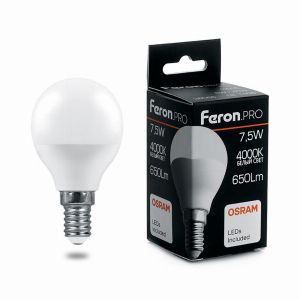 Лампа светодиодная led Feron.PRO LB-1407 Шарик E14 7.5Вт 4000K 38072