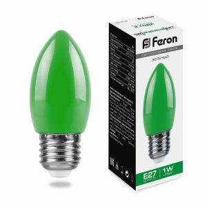 Лампа светодиодная led Feron LB-376 свеча E27 1Вт зеленый 25926