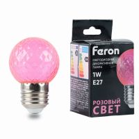 Лампа светодиодная led Feron LB-385 Шарик розовый прозрачный E27 1Вт 230В 52177