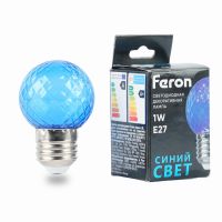 Лампа светодиодная led Feron LB-385 Шарик синий прозрачный E27 1Вт 230В 52162