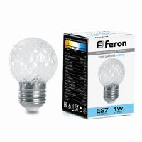 Лампа-строб Feron LB-377 Шарик прозрачный E27 1Вт 6400K