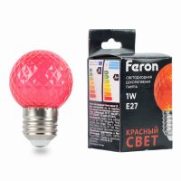 Лампа светодиодная led Feron LB-385 Шарик красный прозрачный E27 1Вт 230В 52164