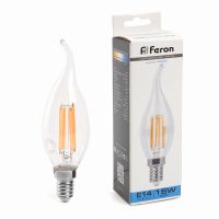 Лампа светодиодная led Feron LB-718 Свеча на ветру E14 15Вт 6400K