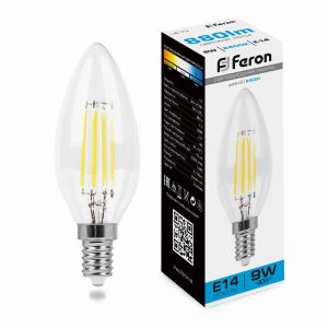 Лампа светодиодная led Feron LB-73 Свеча E14 9Вт 6400K 38229