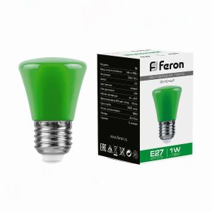 Лампа светодиодная led Feron LB-372 Колокольчик E27 1Вт зеленый 25912