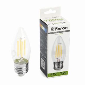 Лампа светодиодная led Feron LB-66 Свеча E27 7Вт 4000K 38271