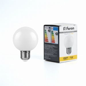 Лампа светодиодная led Feron LB-37 Шарик матовый E27 1Вт 2700K 25878