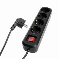 Удлинитель четырехместный с/з с выключателем STEKKER HM03-41-05 3x075 5м серия Home (У10А-003) черный 50426