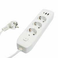 Удлинитель 3-местный c/з 3x1 мм2 3 м 250В 10А 2USB+1Type-C 24А серия Home белый STEKKER HM08-33-02 49977
