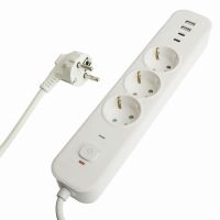 Сетевой фильтр 3-местный с/з STEKKER 3x1мм2 5 м 250В 16А 2 USB-A+2 Type-C 3 серия Nova белый 50101
