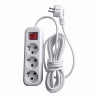 Удлинитель трехместный с/з с выключателем STEKKER HM03-31-03 3x0,75, 3м, серия Home (У10А-002), белый