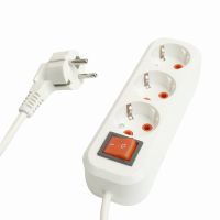 Удлинитель трехместный с/з  с выключ. STEKKER HM07-31-02 3x1мм2 2м серия Home (У16А-002) белый 49353