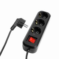 Удлинитель трехместный с/з с выключателем STEKKER HM03-31-02 3x075 2м серия Home (У10А-002) черный 50421