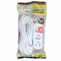 Удлинитель трехместный с/з  STEKKER HM06-31-07 3x1мм2 7м серия Home (У10-002) белый 49350