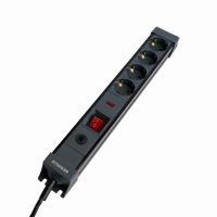 Сетевой фильтр 4-местный с/з STEKKER 3x1мм2 5 м 250В 16А серия Techno HM22-41-05 черный 50158