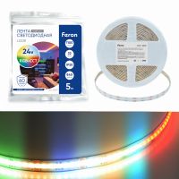 Лента светодиодная led  COB RGBВт-MIX 5 в 1 840SMD 22Вт/м 24В 5000*12*1.8 мм RGB+2300К+6500K IP20 LS538 FERON 53337