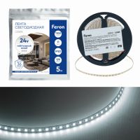 Лента светодиодная led 120SMD(2835)/м 11Вт/м 24В 5000*5*1.5мм 4000K LS505 FERON 53055